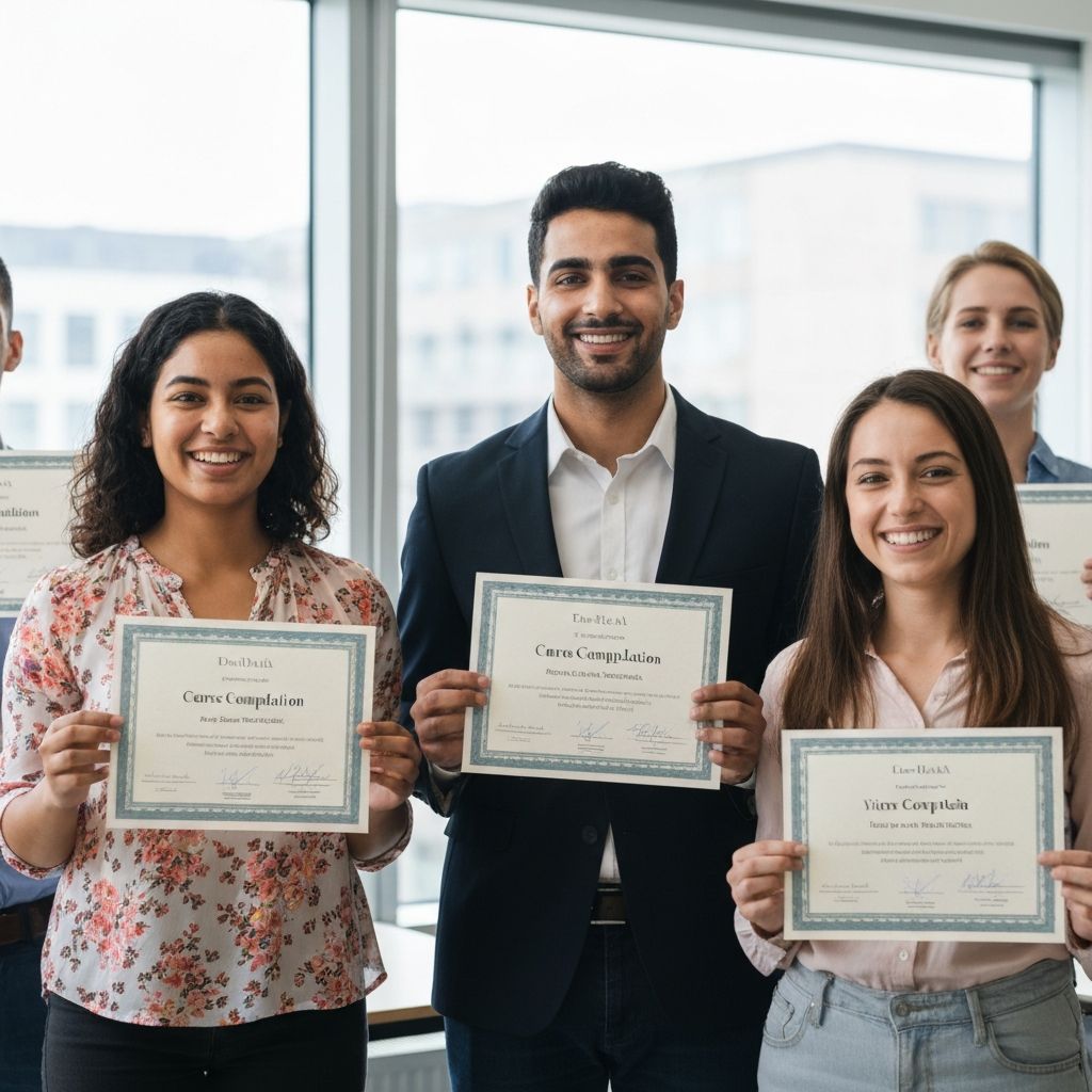 Zadowoleni studenci GOL Academy świętujący ukończenie kursu